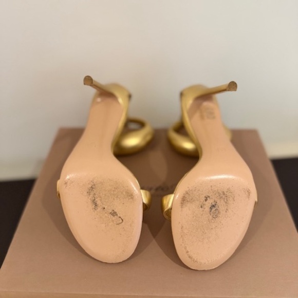 GIANVITO ROSSI BIJOUX 105 GOLD METALLIC LEATHER SANDALS SIZE 37.5 NEW - Picture 16 of 16